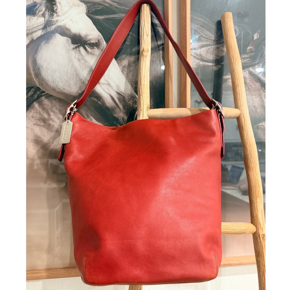 Vintage Coach Legacy Large Duffle Sac 9151 Red Glove Tanned Leather Hobo Bag Y2K